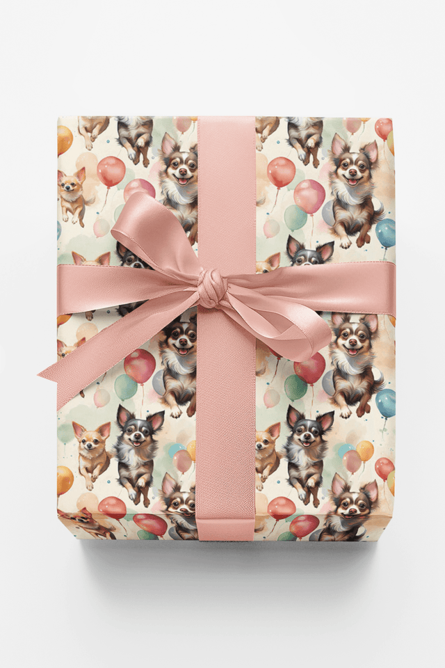 Chihuahua Birthday Balloons - London Penny Gift Wrap