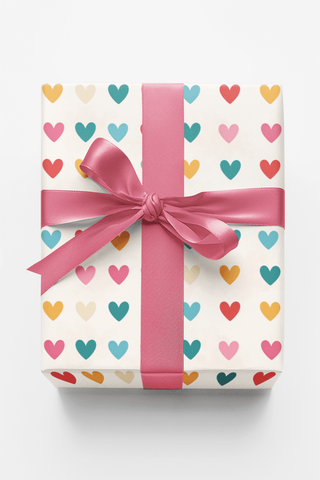 Minimal Heart Grid - London Penny Gift Wrap