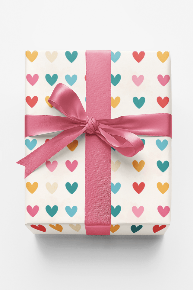 Minimal Heart Grid - London Penny Gift Wrap