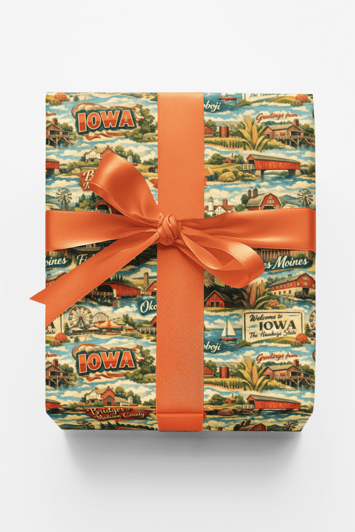 Iowa Postcard Memories - London Penny Gift Wrap