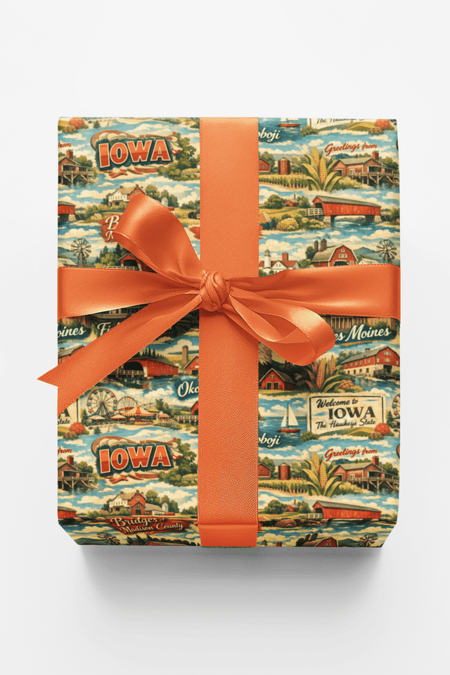 Iowa Postcard Memories - London Penny Gift Wrap