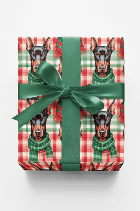 Doberman Plaid Parade - London Penny Gift Wrap