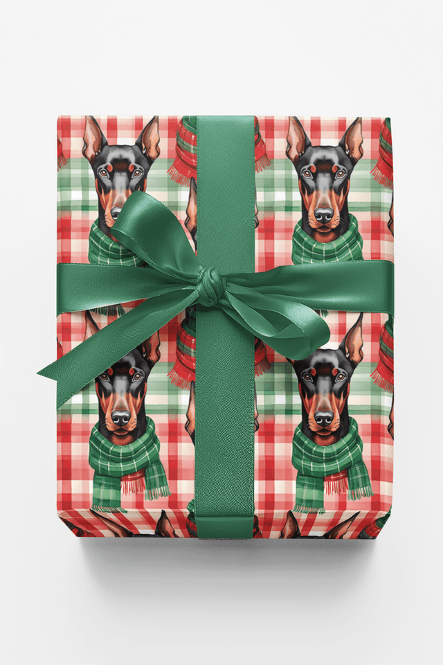 Doberman Plaid Parade - London Penny Gift Wrap