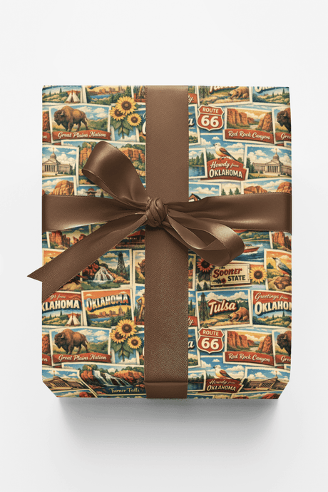 Oklahoma Postcard Memories - London Penny Gift Wrap