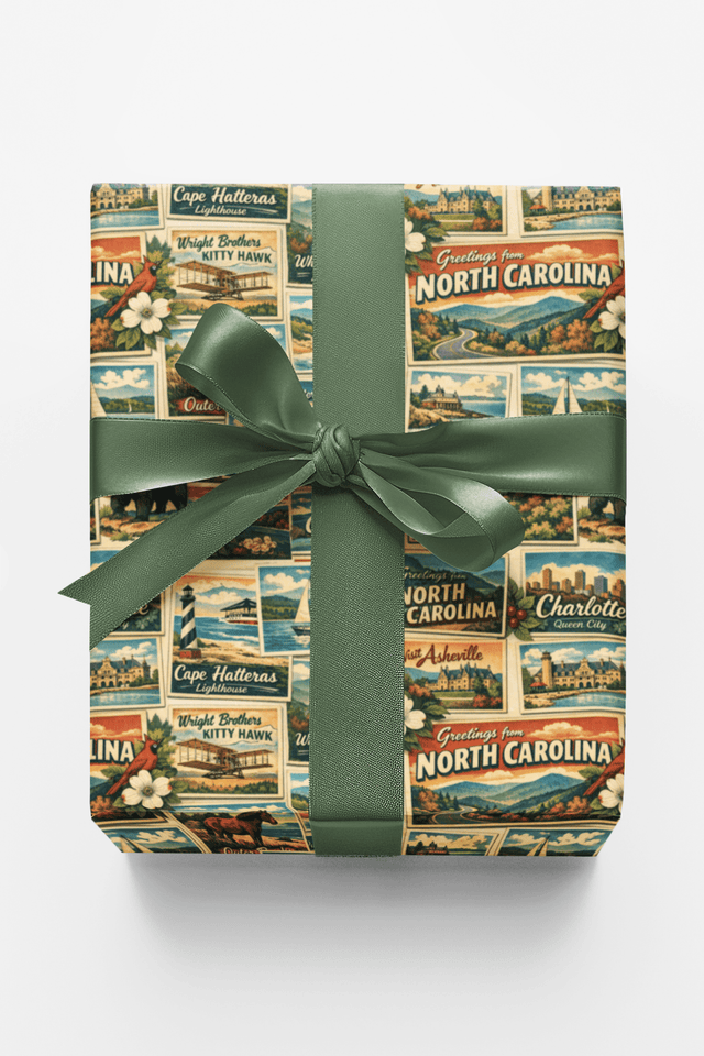 North Carolina Postcard Memories - London Penny Gift Wrap