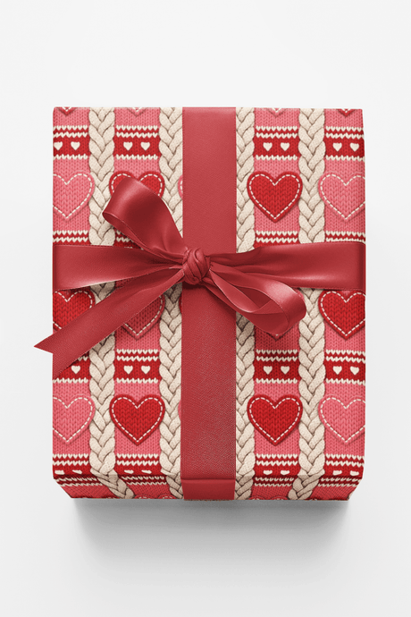 Cozy Knit Hearts - London Penny Gift Wrap