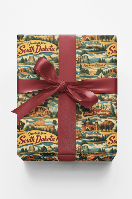 South Dakota Postcard Memories - London Penny Gift Wrap