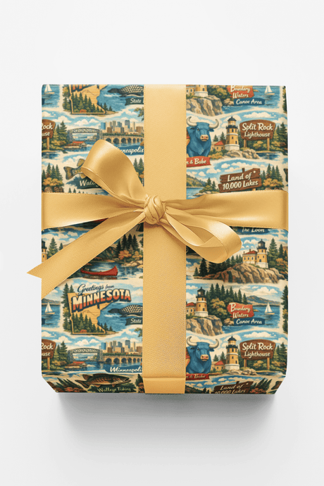 Minnesota Postcard Memories - London Penny Gift Wrap