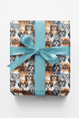 Festive Shih Tzu Frolic - London Penny Gift Wrap