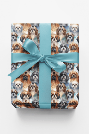Festive Shih Tzu Frolic - London Penny Gift Wrap
