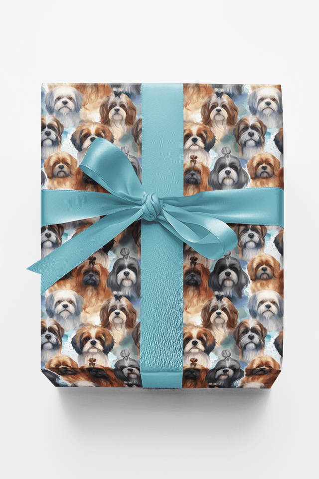 Festive Shih Tzu Frolic - London Penny Gift Wrap
