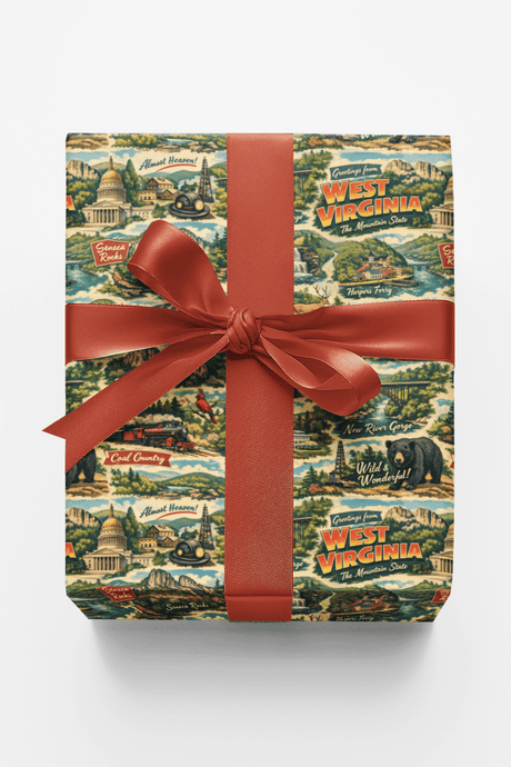 West Virginia Postcard Memories - London Penny Gift Wrap