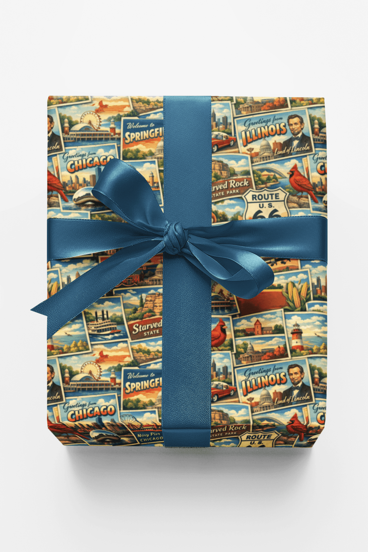 Illinois Postcard Memories - London Penny Gift Wrap