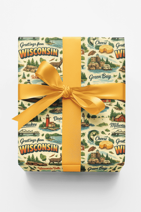 Wisconsin Postcard Memories - London Penny Gift Wrap