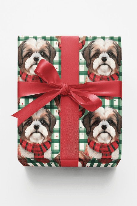Shih Tzu Plaid Parade - London Penny Gift Wrap