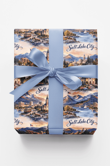 Salt Lake City Mountain Temple Glow - London Penny Gift Wrap