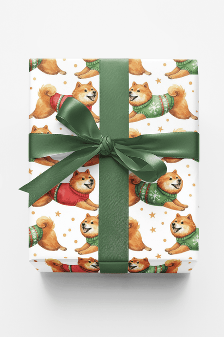 Shiba in Holiday Motion - London Penny Gift Wrap