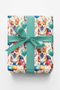 Corgi Birthday Balloons - London Penny Gift Wrap
