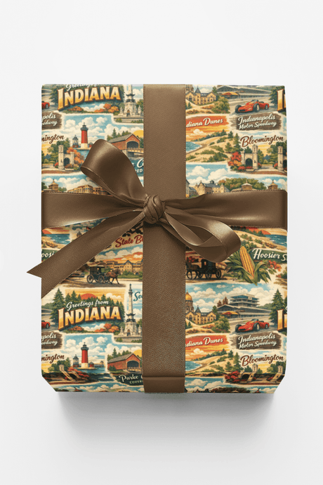 Indiana Postcard Memories - London Penny Gift Wrap