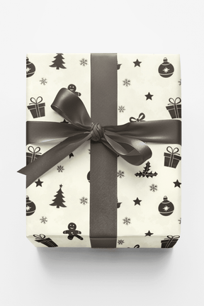 Monochrome Holiday Silhouettes - London Penny Gift Wrap