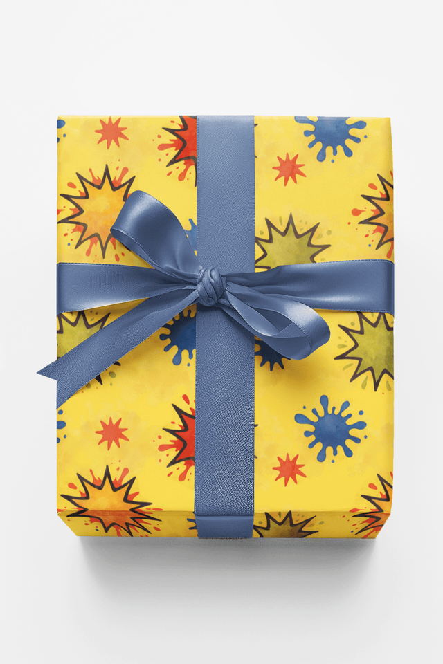 Color Splash Comic Bursts - London Penny Gift Wrap