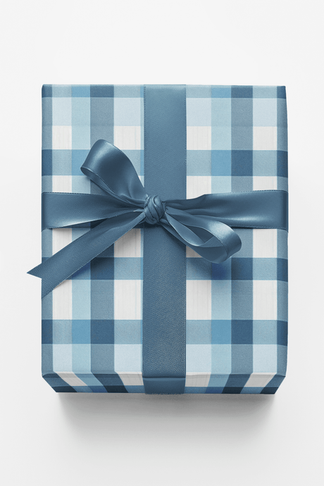Gingham Gala Coastal Blue - London Penny Gift Wrap