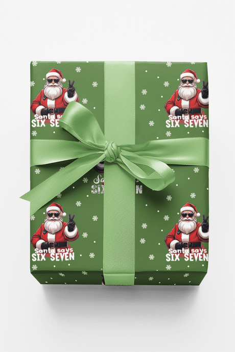 Santa Says 67 - Green - London Penny Gift Wrap