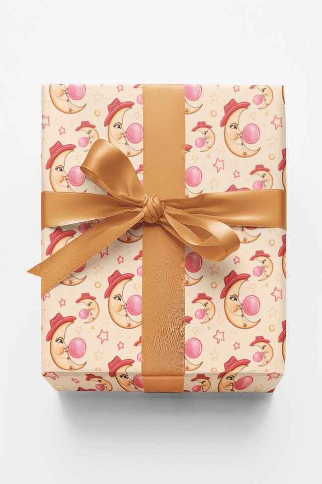 Bubblegum Moon Wrapping Paper | Michelle Gilsey | Artist Corner - London Penny Gift Wrap