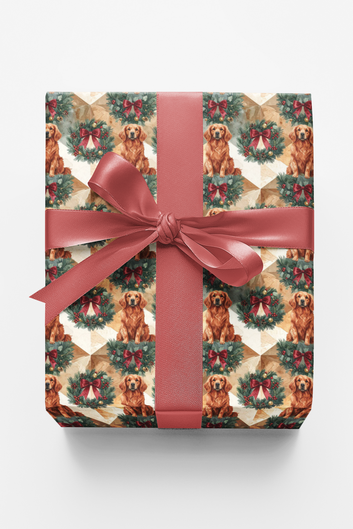 Victorian Christmas Golden Retrievers Wrapping Paper