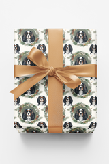 Evergreen Wreath Cavaliers Wrapping Paper