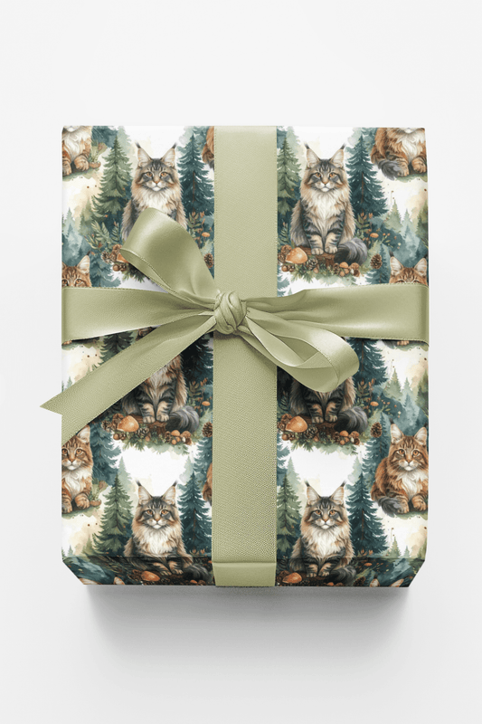 Forest Guardian Maine Coons Wrapping Paper - London Penny Gift Wrap