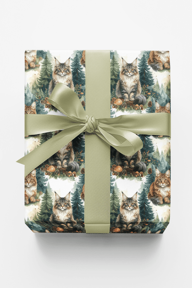 Forest Guardian Maine Coons Wrapping Paper - London Penny Gift Wrap