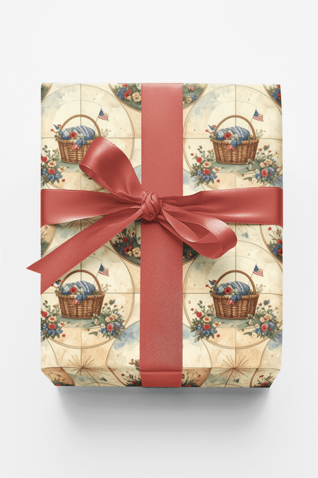 Star-Spangled Picnic Medallions Wrapping Paper - London Penny Gift Wrap