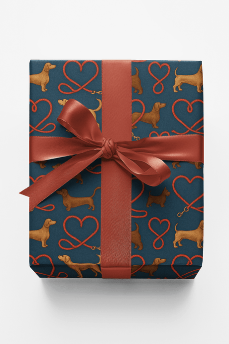 Dachshund Love Leash - London Penny Gift Wrap