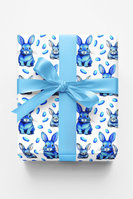 Bunnies and Beans - Blue - London Penny Gift Wrap