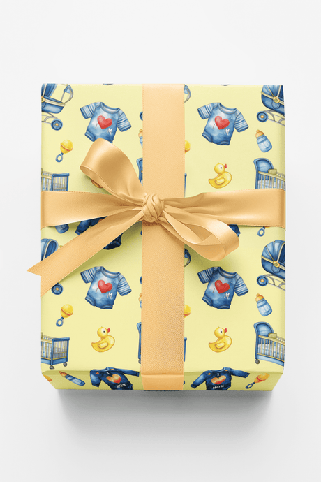 I Love Mom - Yellow - London Penny Gift Wrap