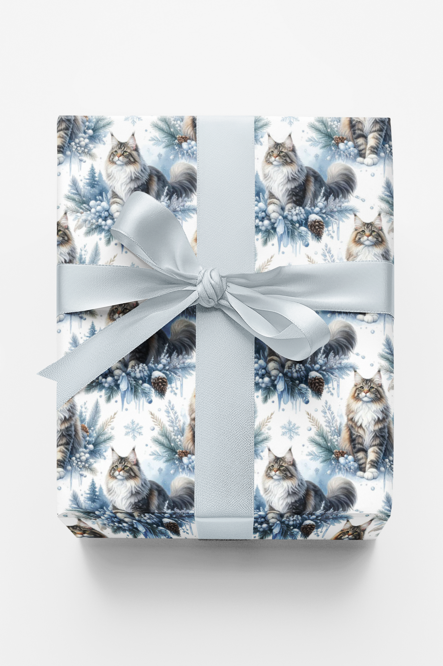 Snowflake Elegance (Maine Coon) Wrapping Paper