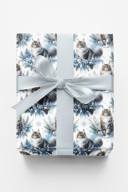 Snowflake Elegance (Maine Coon) Wrapping Paper