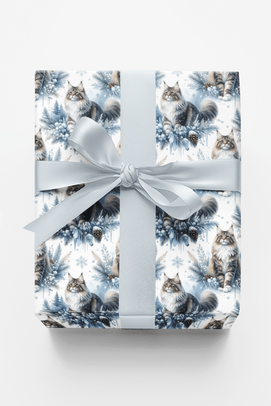 Snowflake Elegance (Maine Coon) Wrapping Paper - London Penny Gift Wrap