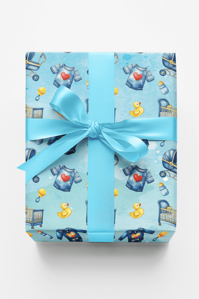 I Love Mom - Blue - London Penny Gift Wrap