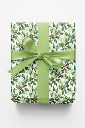 Merry Holly Blooms - London Penny Gift Wrap