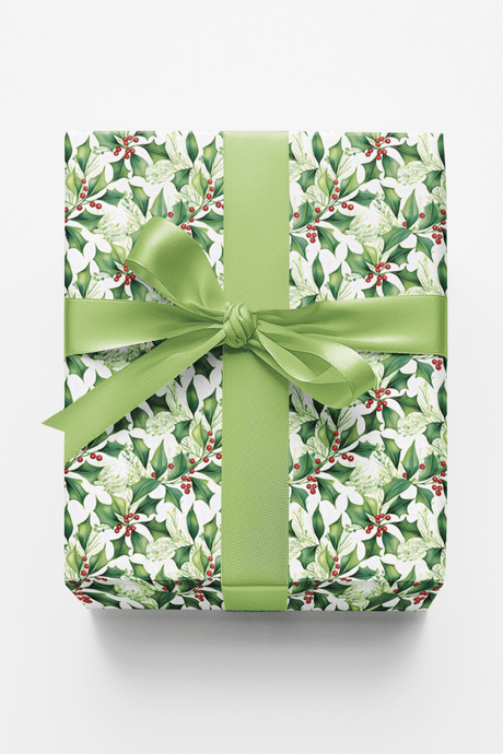 Merry Holly Blooms - London Penny Gift Wrap