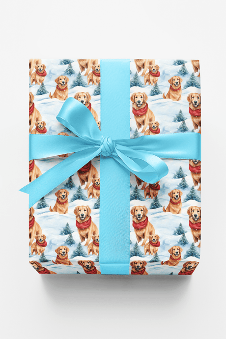 Snowbound Goldens - London Penny Gift Wrap