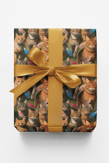 Tabby Cat Chasing - London Penny Gift Wrap