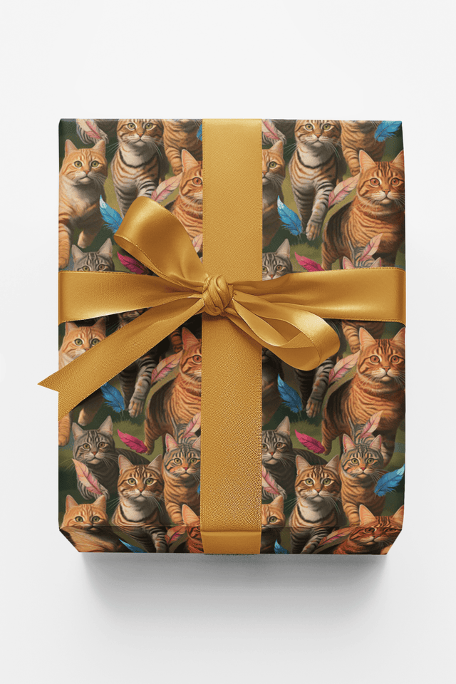Tabby Cat Chasing - London Penny Gift Wrap