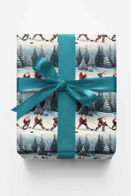 Hockey Claus in Action - London Penny Gift Wrap