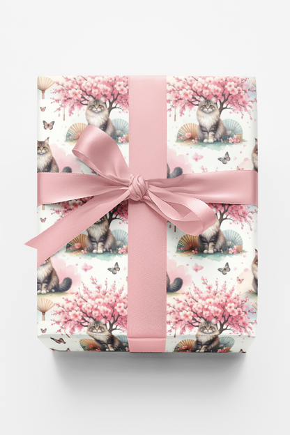 Spring Cherry Blossom Festival (Maine Coon) Wrapping Paper