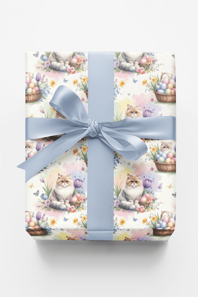 Easter Garden Cats (Exotic Shorthair) Wrapping Paper - London Penny Gift Wrap