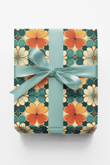 Retro Floral Grid - London Penny Gift Wrap