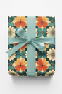 Retro Floral Grid - London Penny Gift Wrap